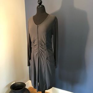 Porto Size M Gray Dress Ruched zips top & bottom
